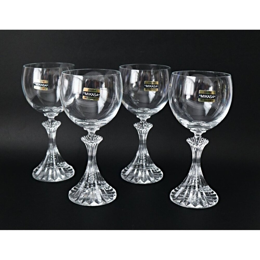 4 Vintage Mikasa Crystal THE RITZ Wine Glasses Cocktail Stemware Barware